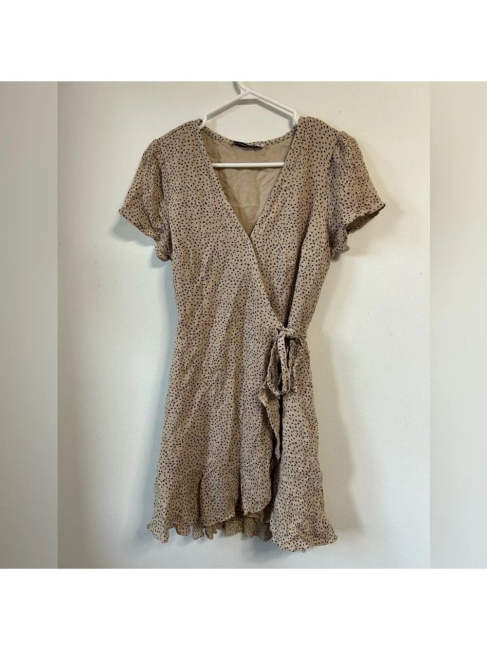 Abercrombie & Fitch Short-Sleeve Ruffle Wrap Mini  Dress‎